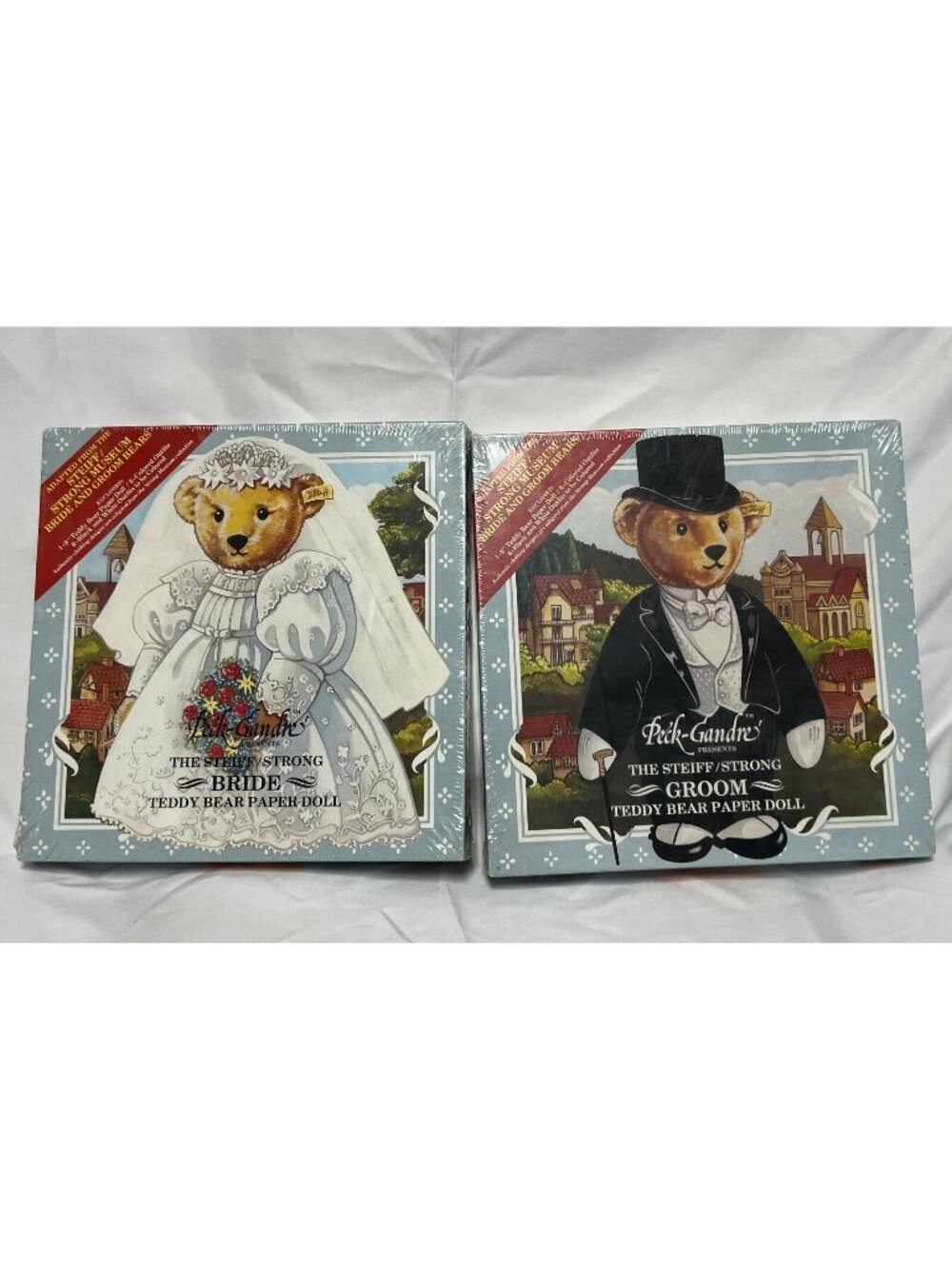 Vintage 1985 Steiff Bride and Groom Teddy Bear paper dolls set NEW